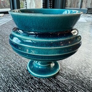 Signed Pottery Footed Bowl